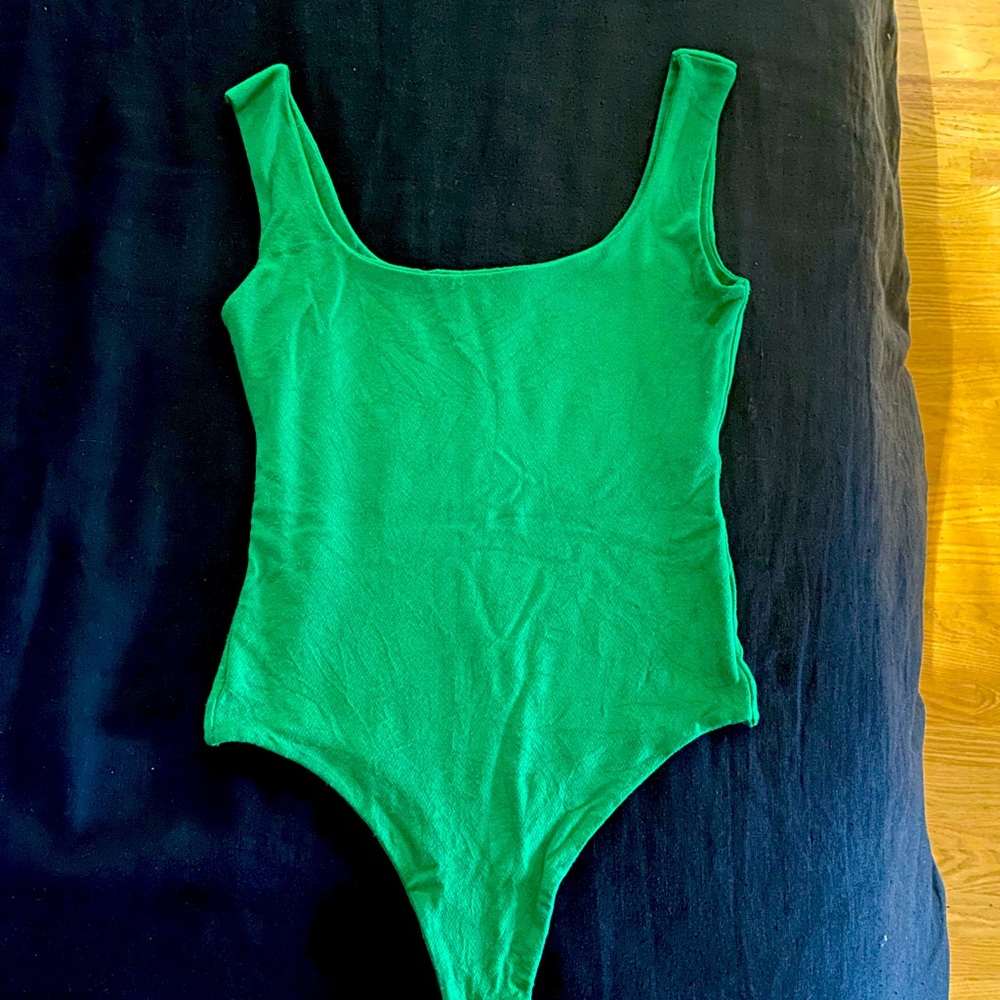 XS Naked Wardrobe tank thong bodysuit green